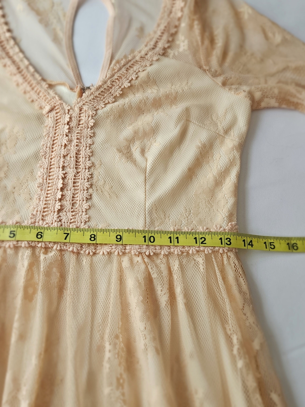 ​Soieblu Peach Lace Dress - NWOT - Size S - Romantic Boho Mini Dress - Picture 10 of 15